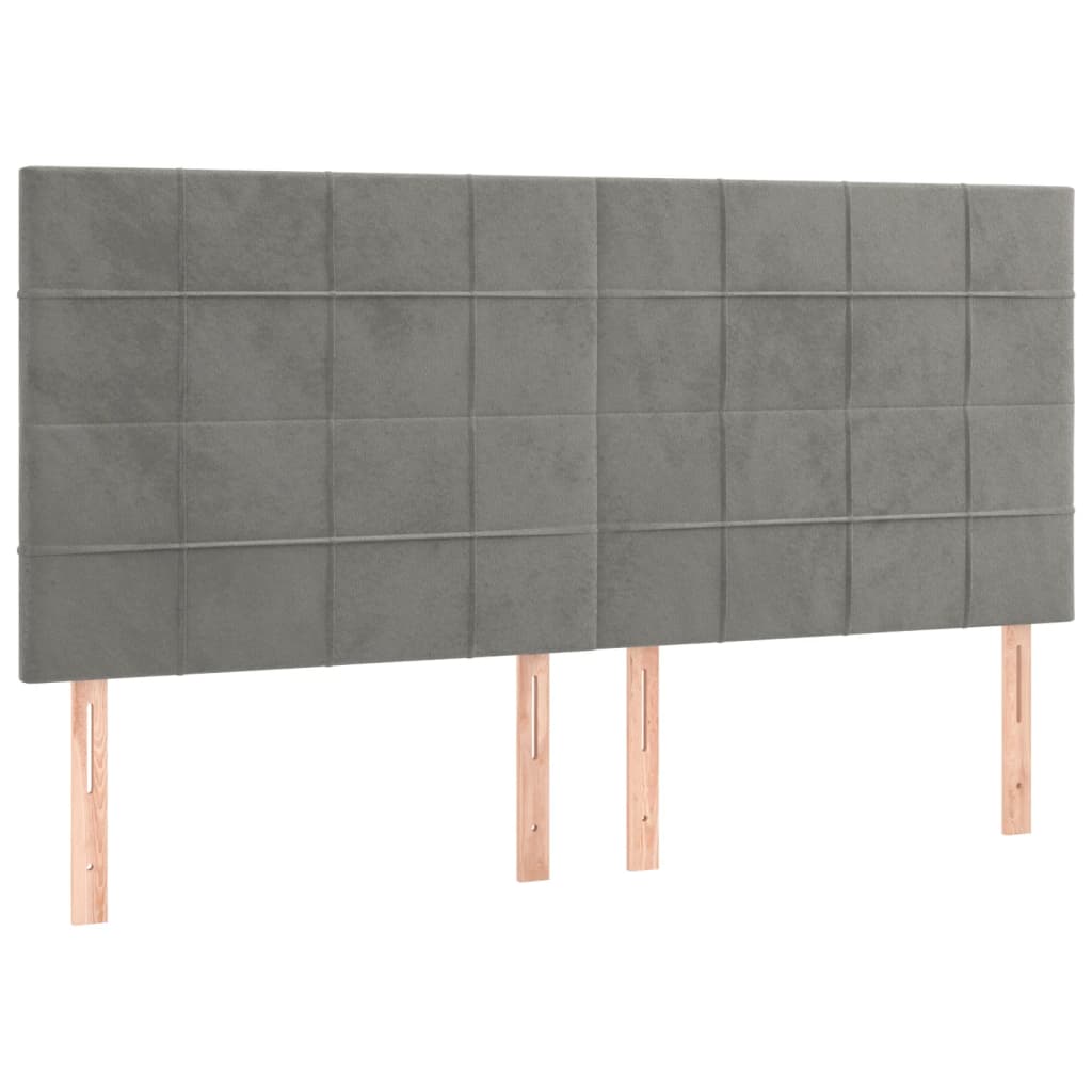 Tête de lit à LED Gris clair 160x5x118/128 cm Velours Têtes et pieds de lit vidaXL   