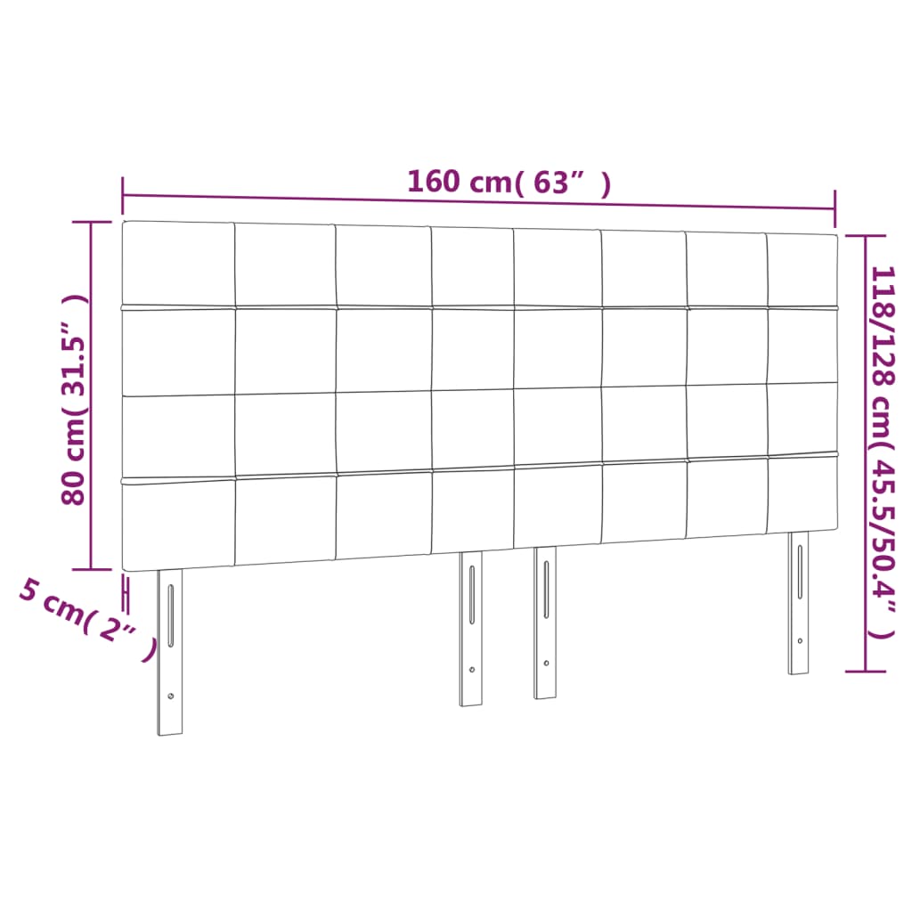 Tête de lit à LED Gris clair 160x5x118/128 cm Velours Têtes et pieds de lit vidaXL   