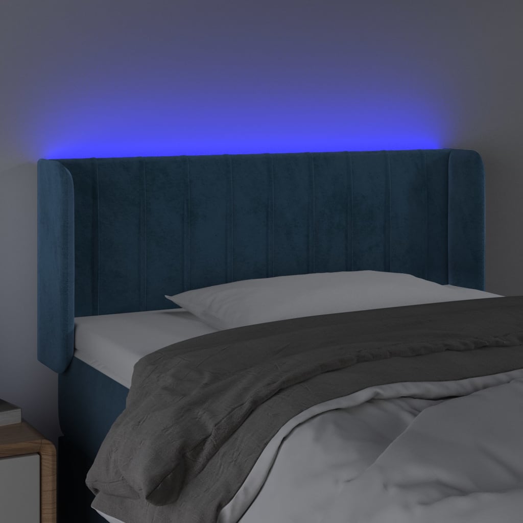 Tête de lit à LED Bleu foncé 83x16x78/88 cm Velours Têtes et pieds de lit vidaXL   