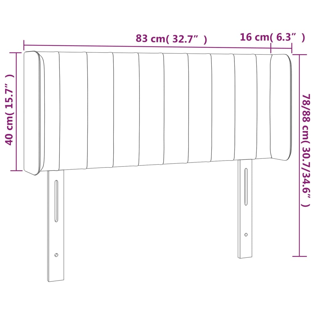 Tête de lit à LED Bleu foncé 83x16x78/88 cm Velours Têtes et pieds de lit vidaXL   