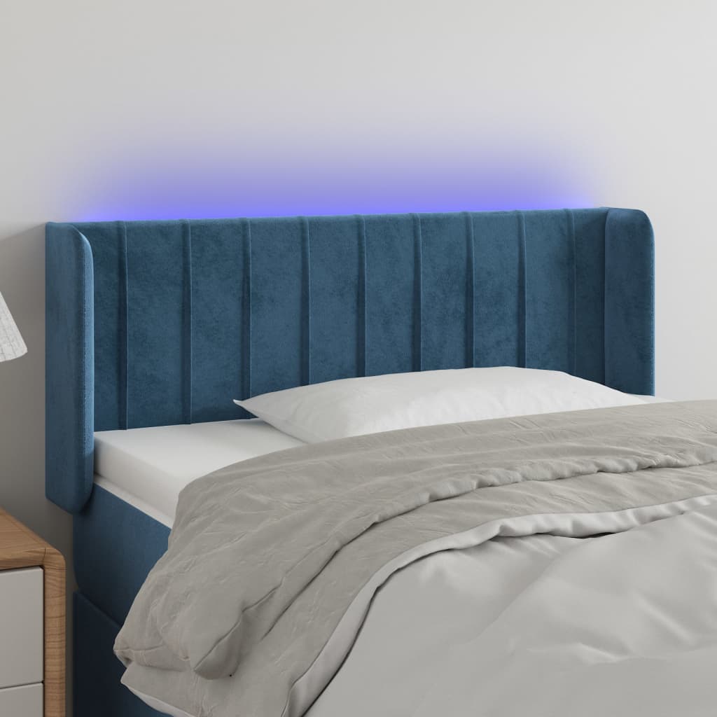 Tête de lit à LED Bleu foncé 83x16x78/88 cm Velours Têtes et pieds de lit vidaXL   