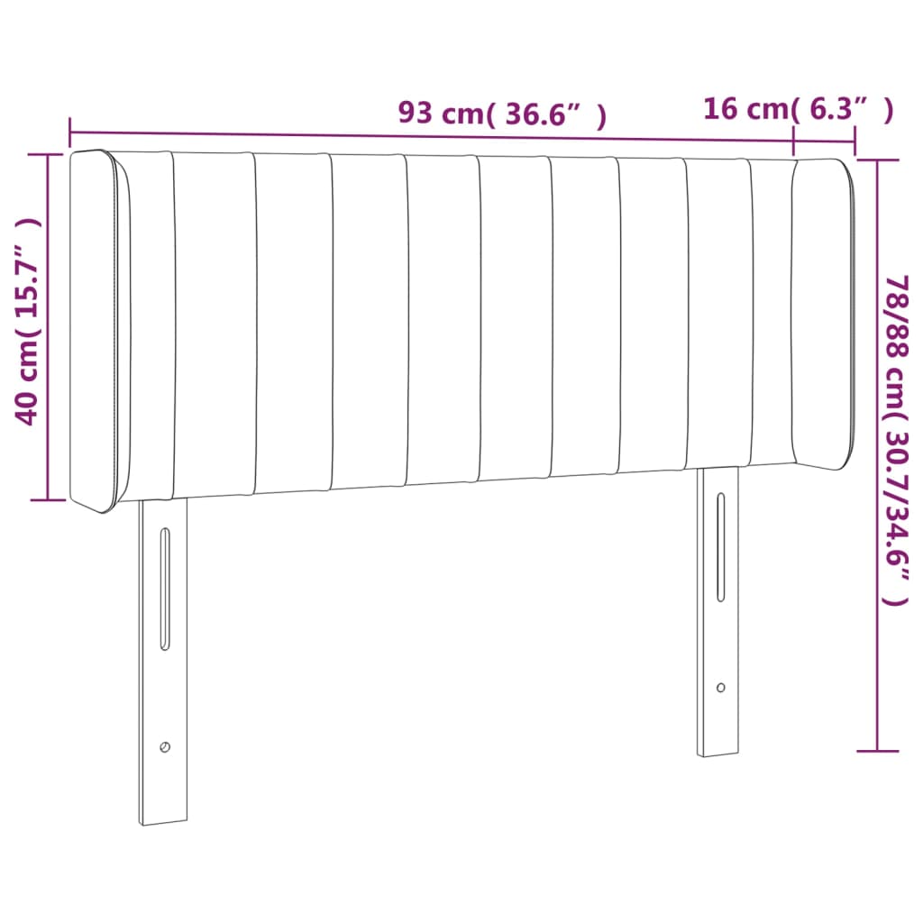 Tête de lit à LED Vert foncé 93x16x78/88 cm Velours Têtes et pieds de lit vidaXL   