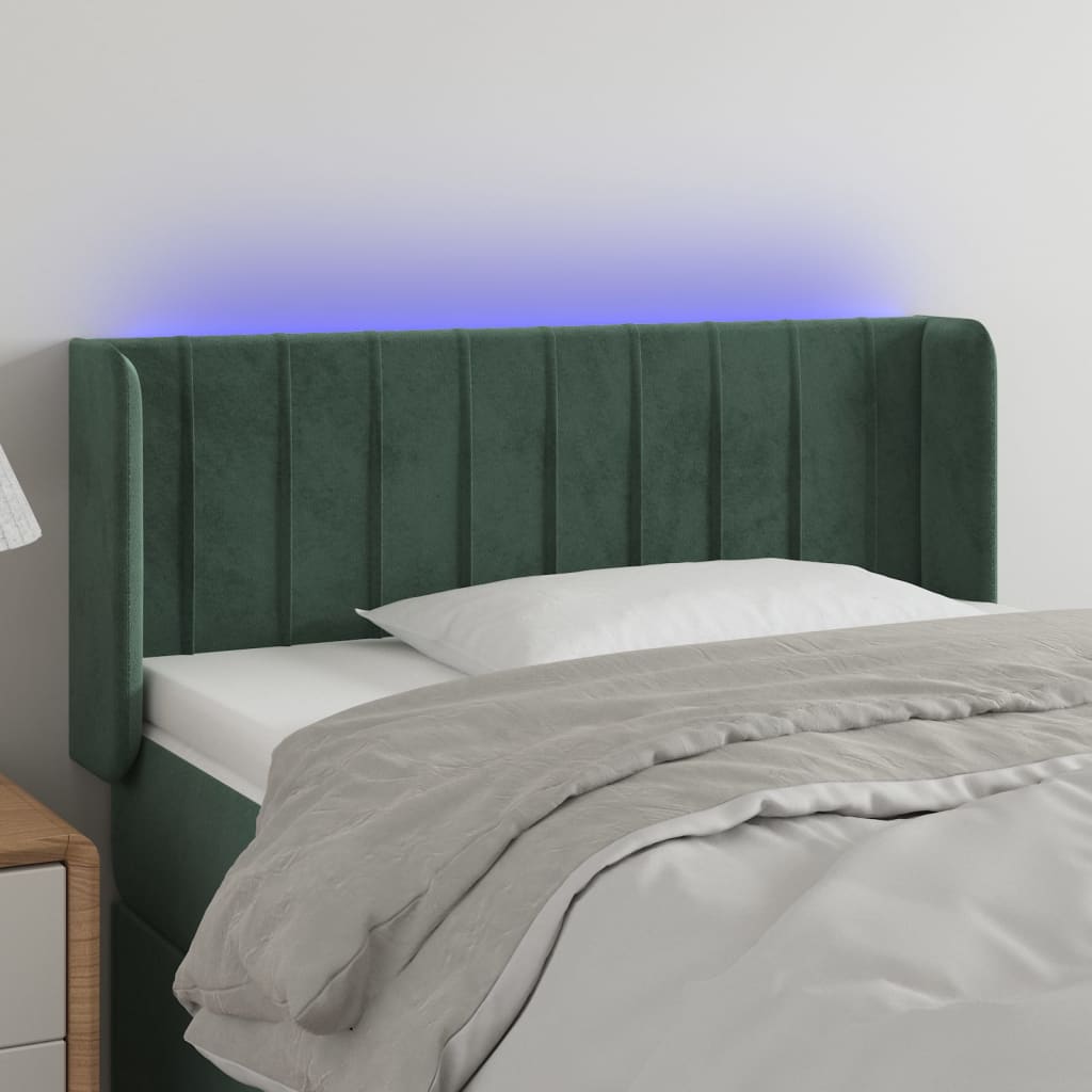 Tête de lit à LED Vert foncé 93x16x78/88 cm Velours Têtes et pieds de lit vidaXL   