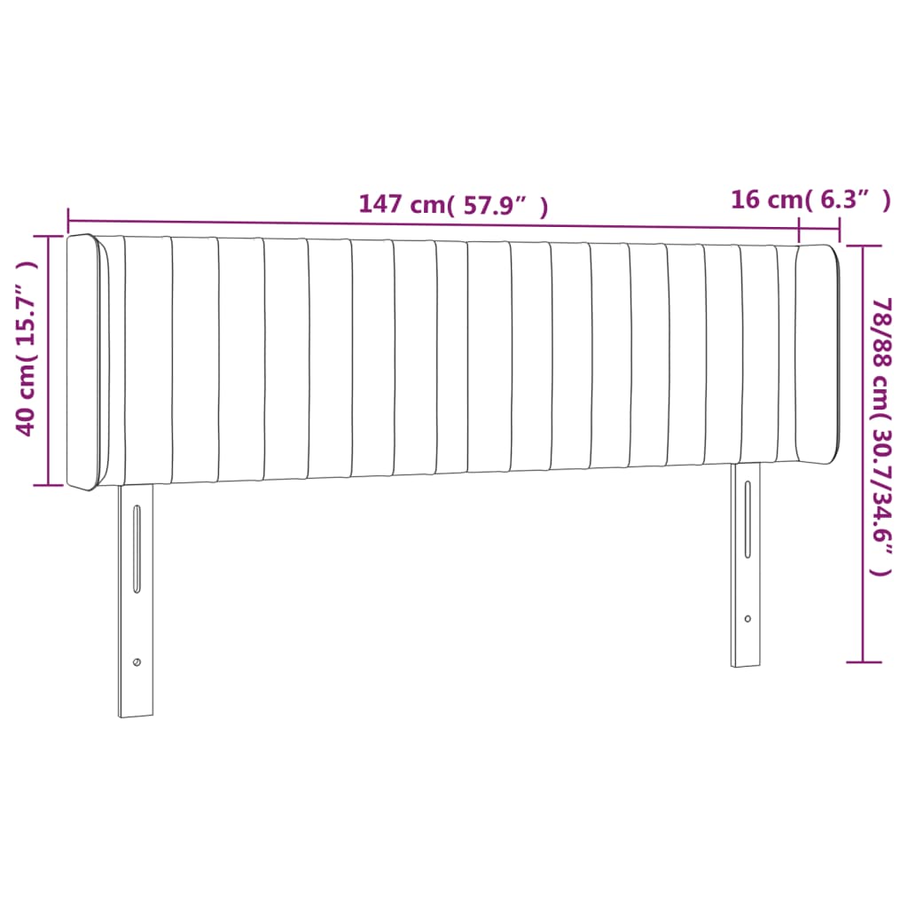 Tête de lit à LED Noir 147x16x78/88 cm Velours Têtes et pieds de lit vidaXL   