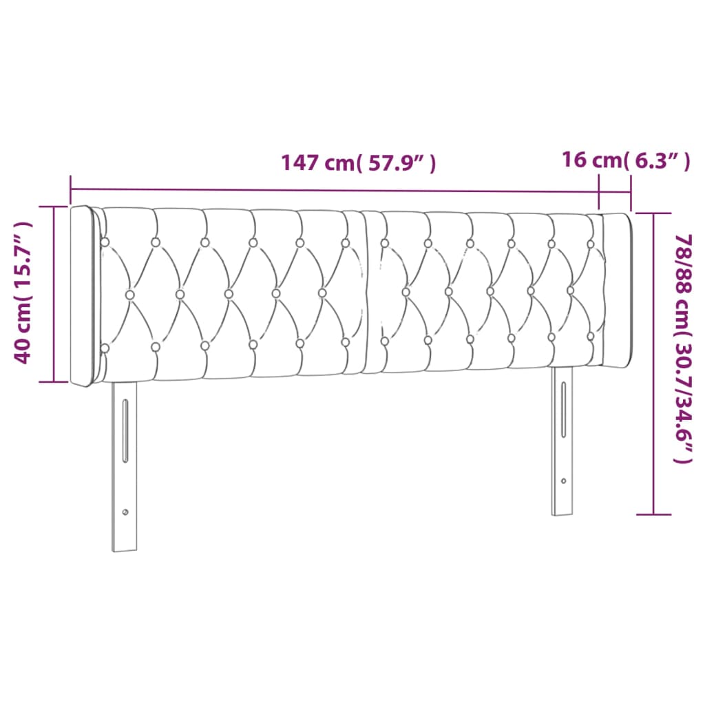 Tête de lit à LED Vert 147x16x78/88 cm Tissu Têtes et pieds de lit vidaXL   