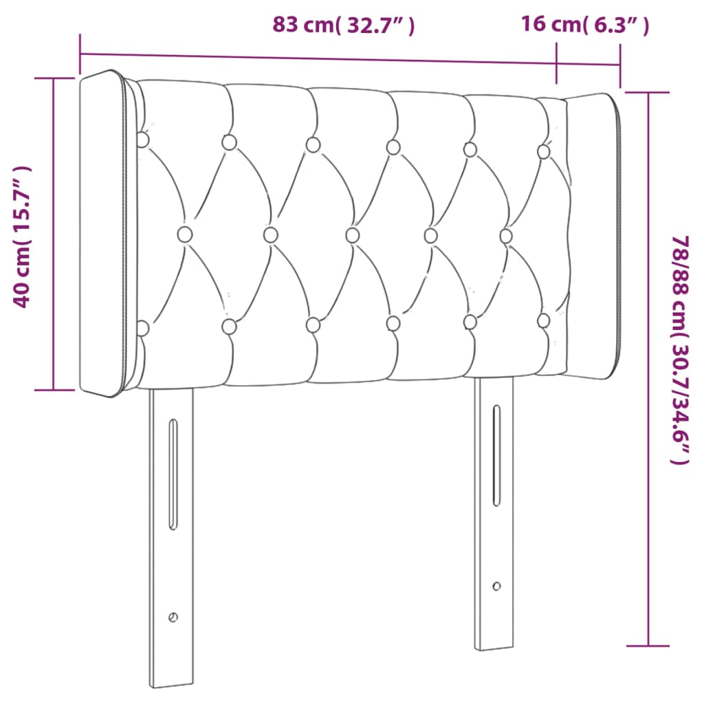 Tête de lit à LED Gris foncé 83x16x78/88 cm Velours Têtes et pieds de lit vidaXL   