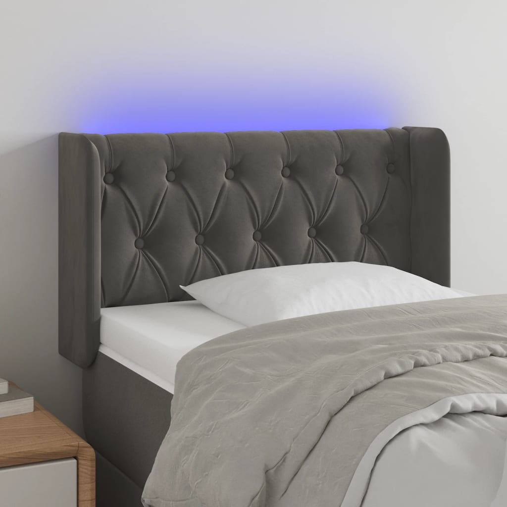 Tête de lit à LED Gris foncé 83x16x78/88 cm Velours Têtes et pieds de lit vidaXL   