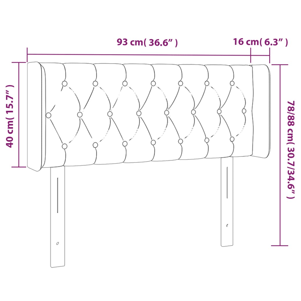 Tête de lit à LED Gris clair 93x16x78/88 cm Velours Têtes et pieds de lit vidaXL   