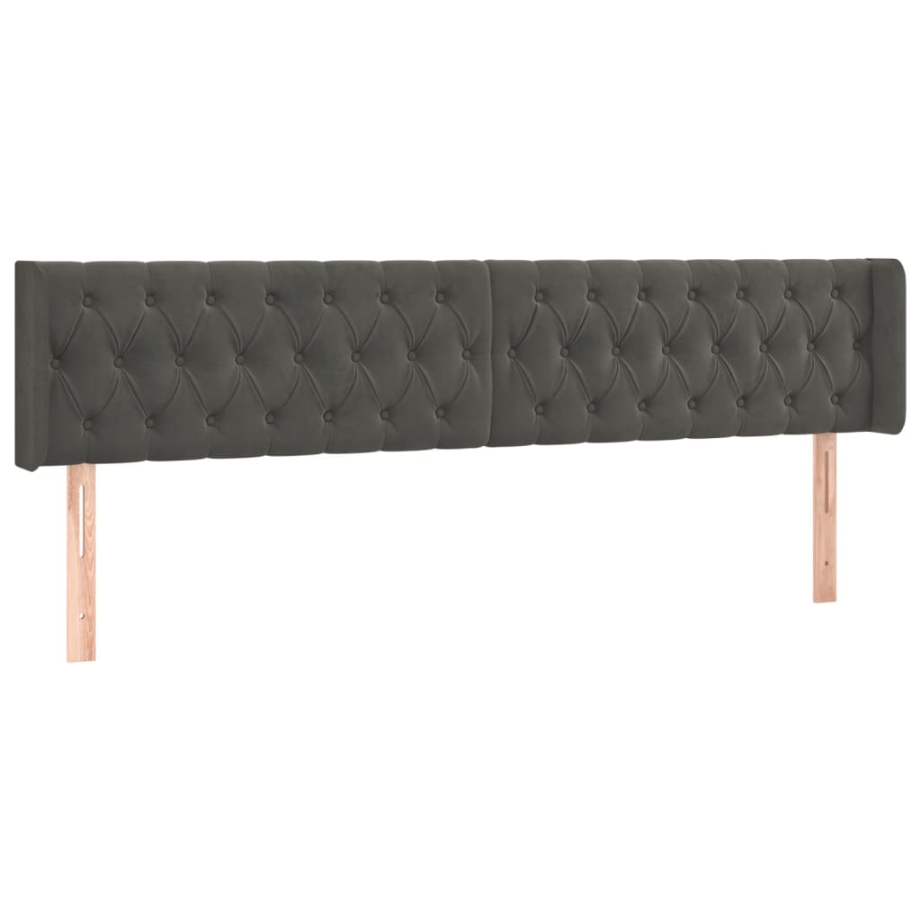 Tête de lit à LED Gris foncé 183x16x78/88 cm Velours Têtes et pieds de lit vidaXL   