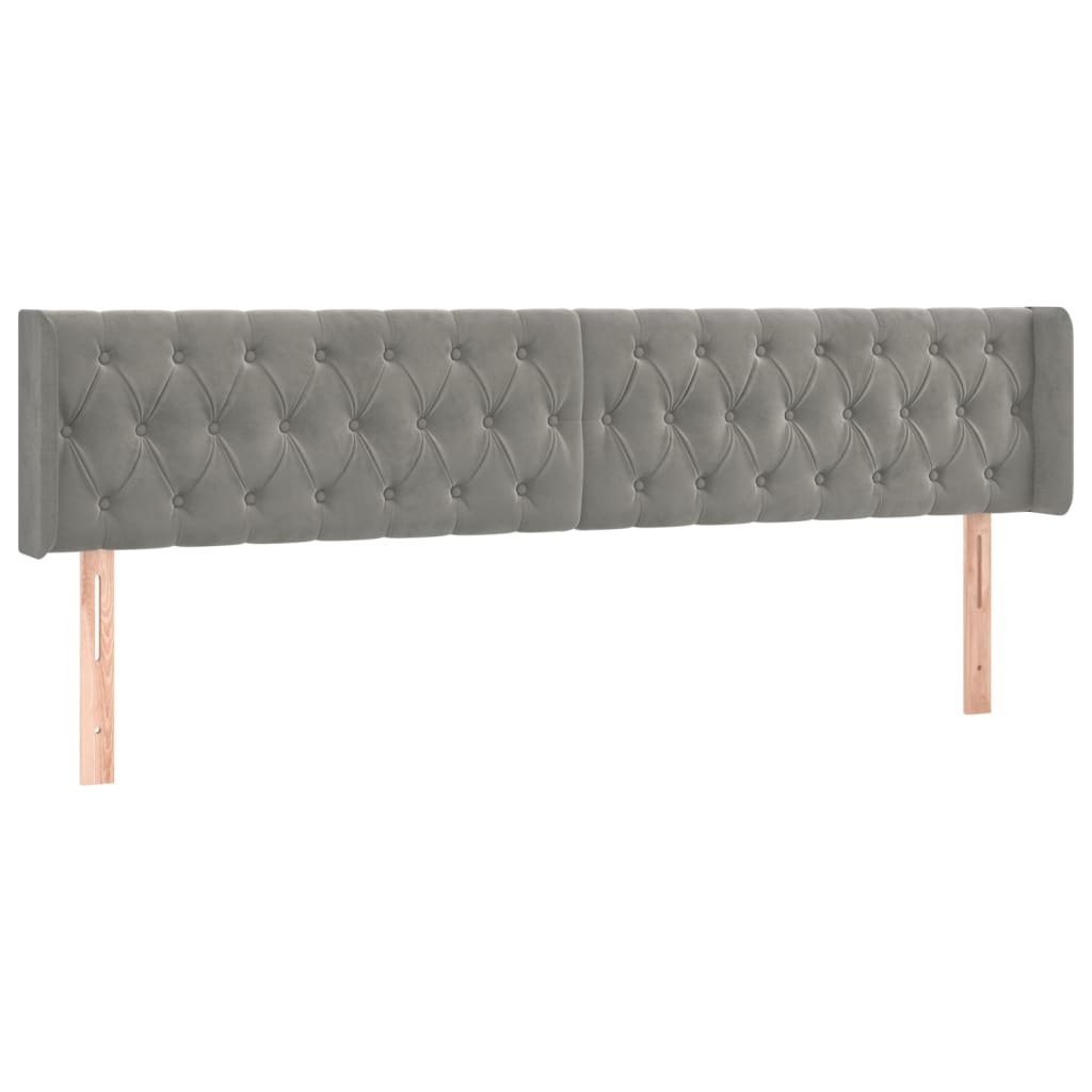 Tête de lit à LED Gris clair 203x16x78/88 cm Velours Têtes et pieds de lit vidaXL   