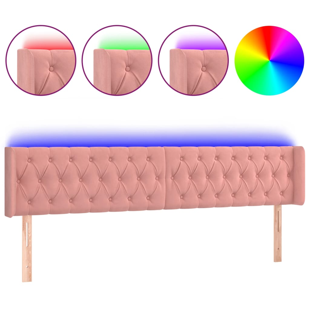 Tête de lit à LED Rose 203x16x78/88 cm Velours Têtes et pieds de lit vidaXL   