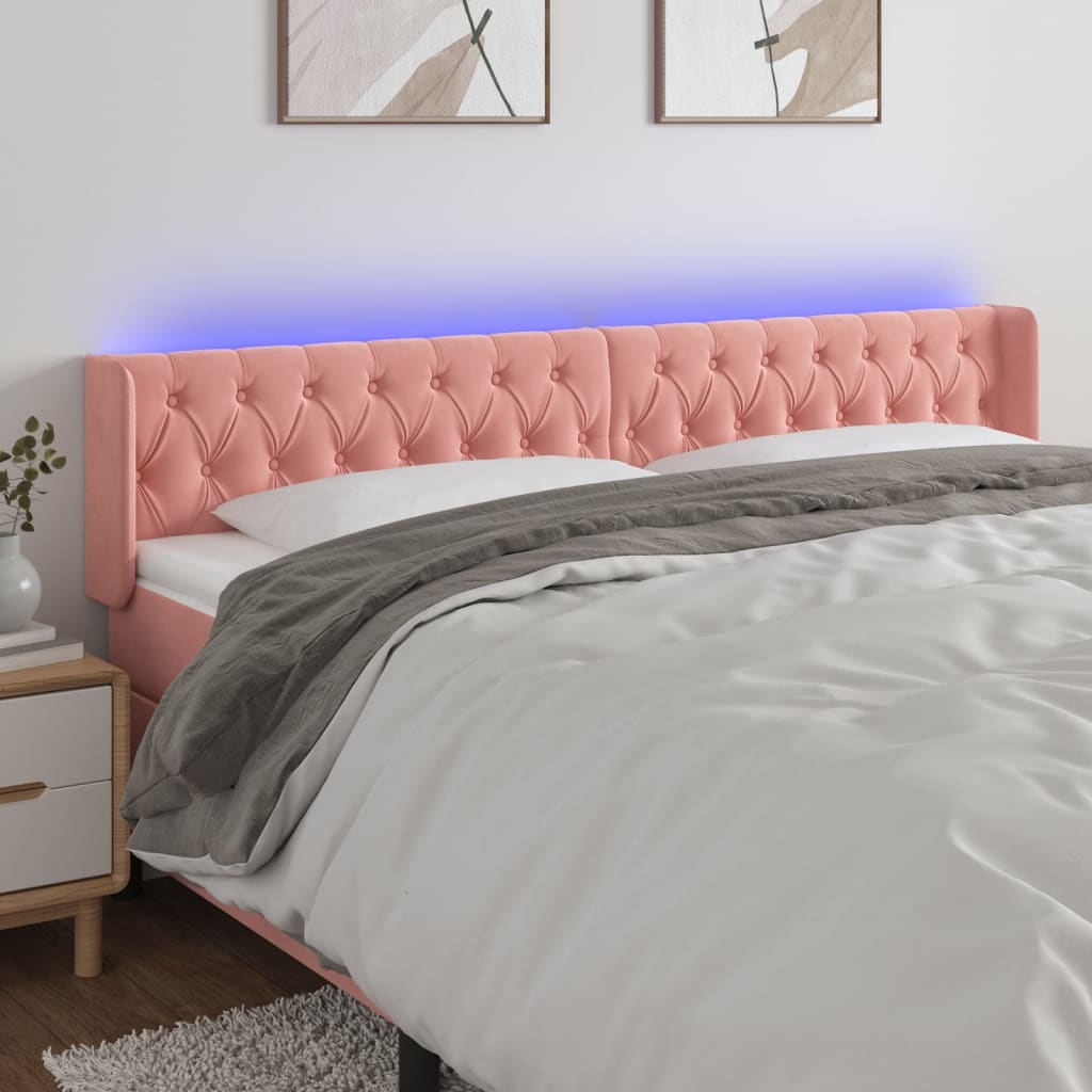 Tête de lit à LED Rose 203x16x78/88 cm Velours Têtes et pieds de lit vidaXL   