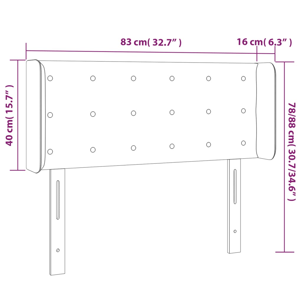 Tête de lit à LED Gris clair 83x16x78/88 cm Velours Têtes et pieds de lit vidaXL   