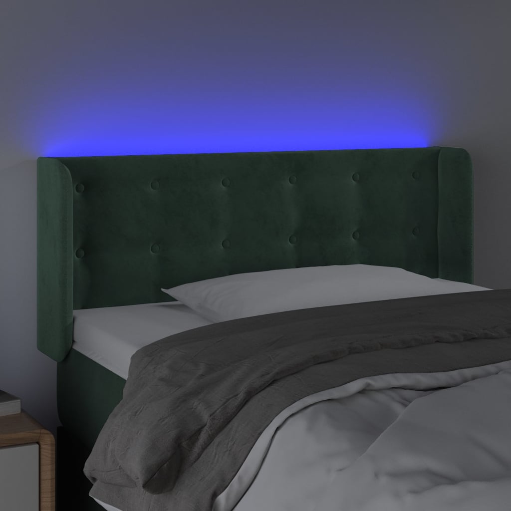 Tête de lit à LED Vert foncé 83x16x78/88 cm Velours Têtes et pieds de lit vidaXL   