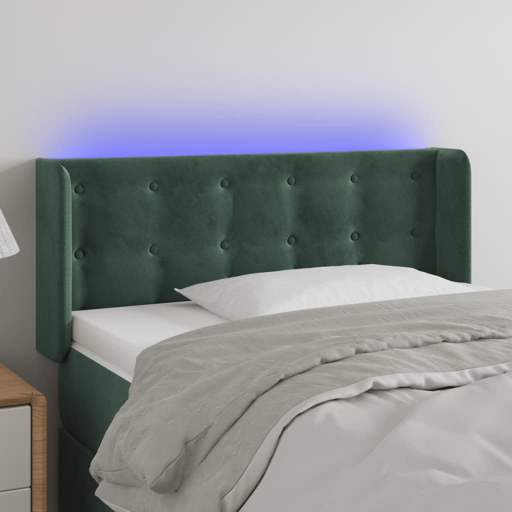 Tête de lit à LED Vert foncé 83x16x78/88 cm Velours Têtes et pieds de lit vidaXL   