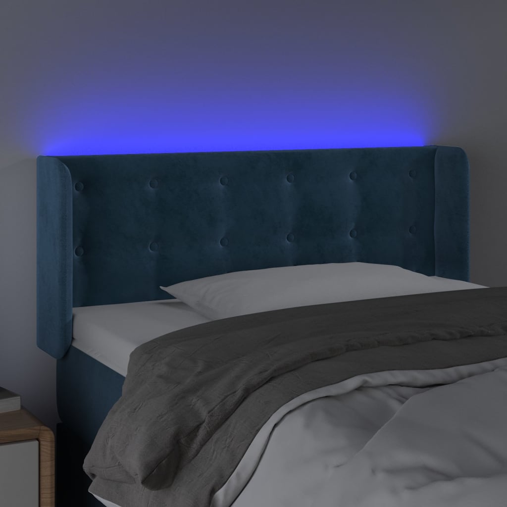 Tête de lit à LED Bleu foncé 83x16x78/88 cm Velours Têtes et pieds de lit vidaXL   