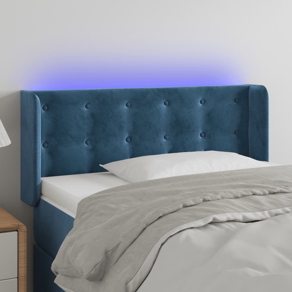 Tête de lit à LED Bleu foncé 83x16x78/88 cm Velours Têtes et pieds de lit vidaXL   