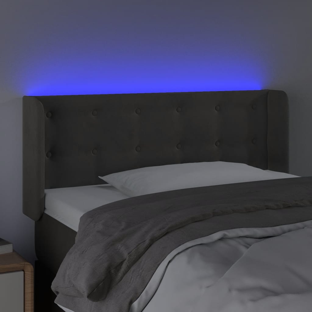 Tête de lit à LED Gris foncé 103x16x78/88 cm Velours Têtes et pieds de lit vidaXL   