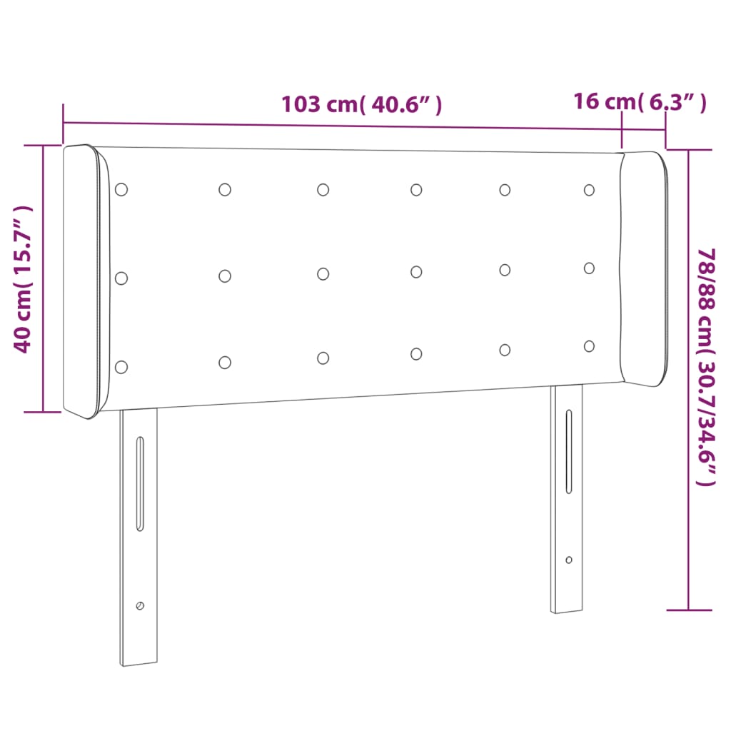 Tête de lit à LED Gris foncé 103x16x78/88 cm Velours Têtes et pieds de lit vidaXL   