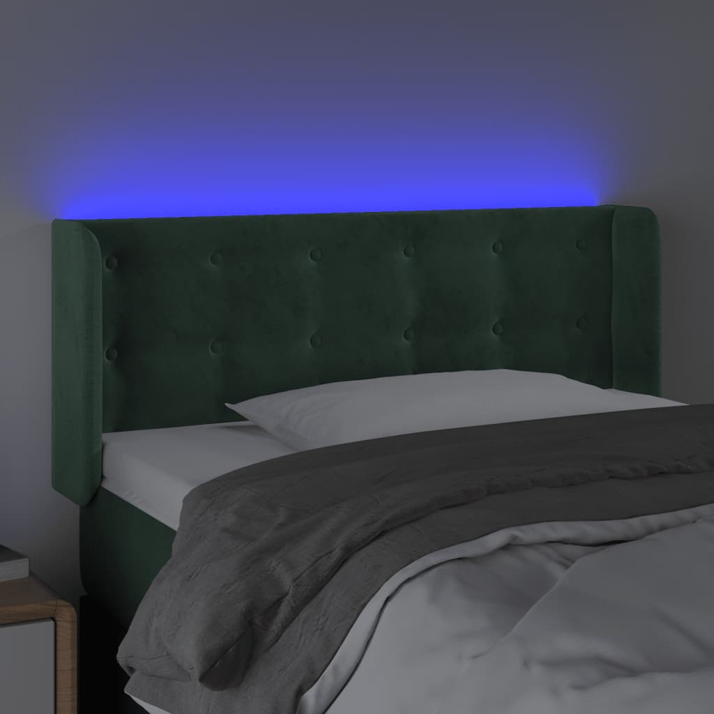 Tête de lit à LED Vert foncé 103x16x78/88 cm Velours Têtes et pieds de lit vidaXL   