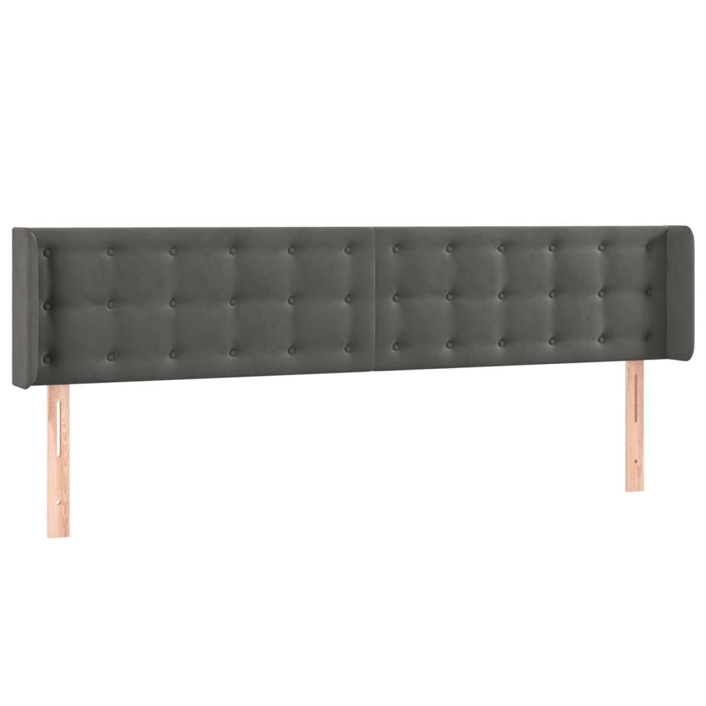 Tête de lit à LED Gris foncé 203x16x78/88 cm Velours Têtes et pieds de lit vidaXL   