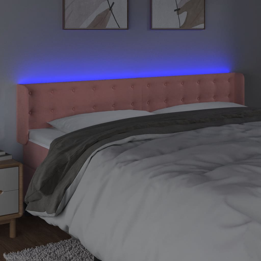 Tête de lit à LED Rose 203x16x78/88 cm Velours Têtes et pieds de lit vidaXL   