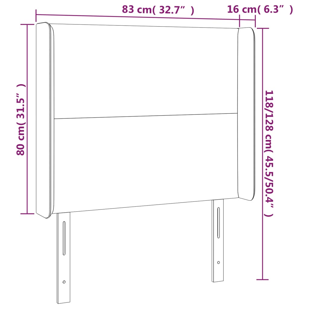 Tête de lit à LED Gris clair 83x16x118/128 cm Tissu Têtes et pieds de lit vidaXL   