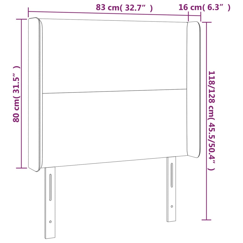 Tête de lit à LED Gris foncé 83x16x118/128 cm Tissu Têtes et pieds de lit vidaXL   