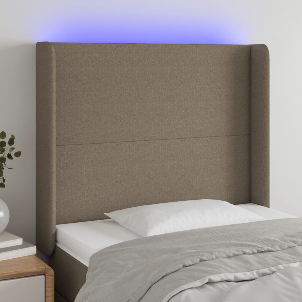 Tête de lit à LED Taupe 83x16x118/128 cm Tissu Têtes et pieds de lit vidaXL   