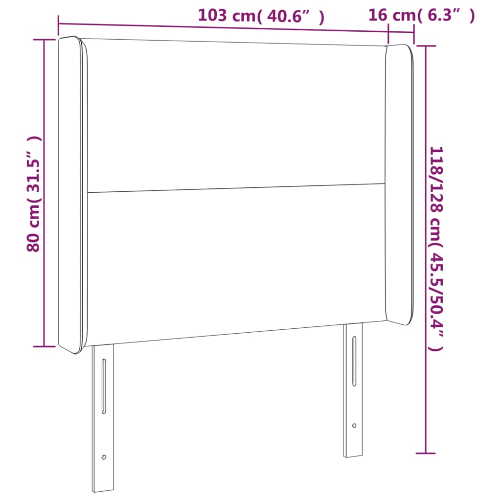 Tête de lit à LED Gris clair 103x16x118/128 cm Tissu Têtes et pieds de lit vidaXL   