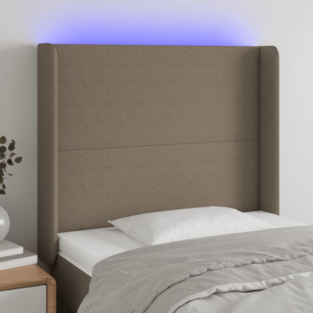 Tête de lit à LED Taupe 103x16x118/128 cm Tissu Têtes et pieds de lit vidaXL   