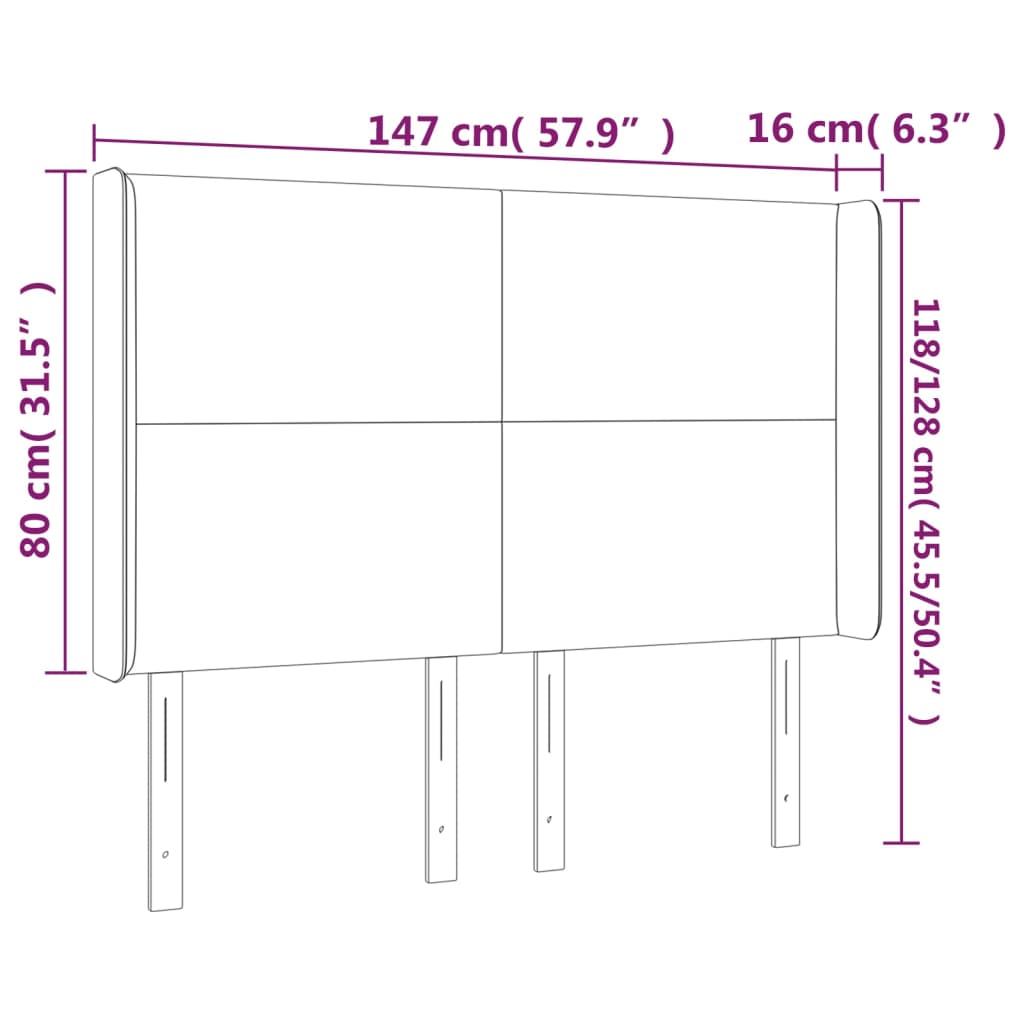 Tête de lit à LED Gris clair 147x16x118/128 cm Tissu Têtes et pieds de lit vidaXL   