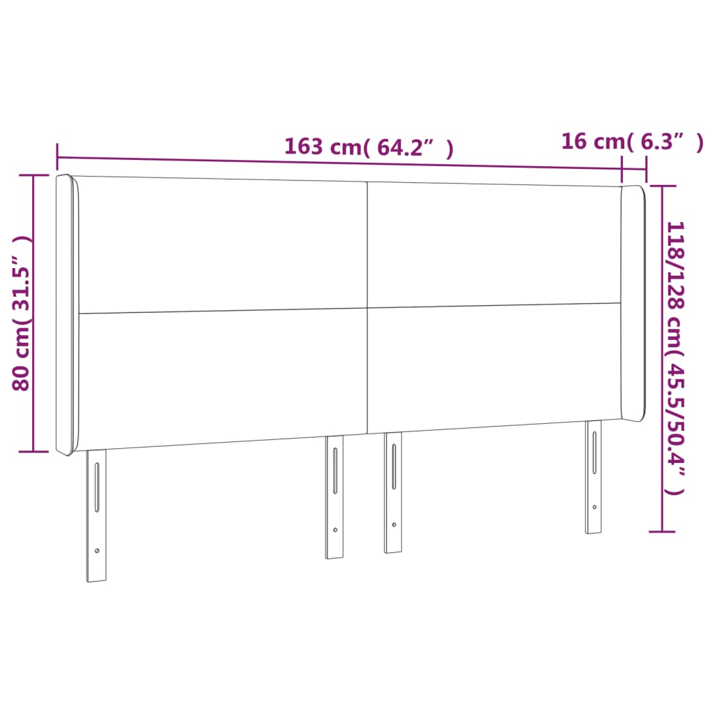 Tête de lit à LED Gris clair 163x16x118/128 cm Tissu Têtes et pieds de lit vidaXL   