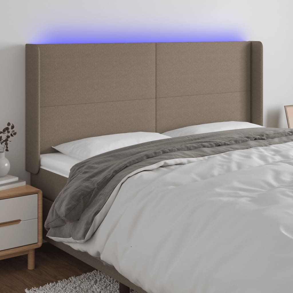 Tête de lit à LED Taupe 203x16x118/128 cm Tissu Têtes et pieds de lit vidaXL   