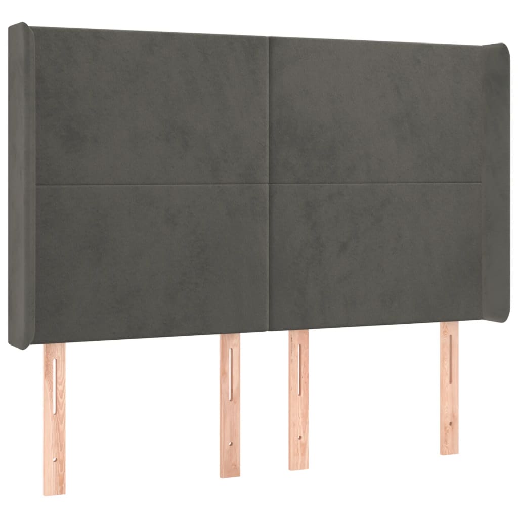 Tête de lit à LED Gris foncé 147x16x118/128 cm Velours Têtes et pieds de lit vidaXL   