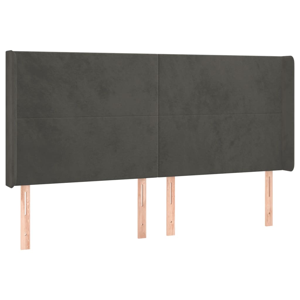 Tête de lit à LED Gris foncé 183x16x118/128 cm Velours Têtes et pieds de lit vidaXL   