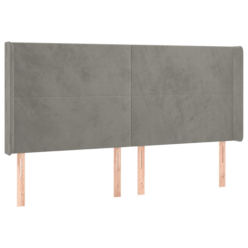 Tête de lit à LED Gris clair 203x16x118/128 cm Velours Têtes et pieds de lit vidaXL   