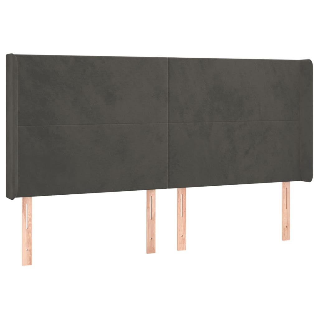 Tête de lit à LED Gris foncé 203x16x118/128 cm Velours Têtes et pieds de lit vidaXL   