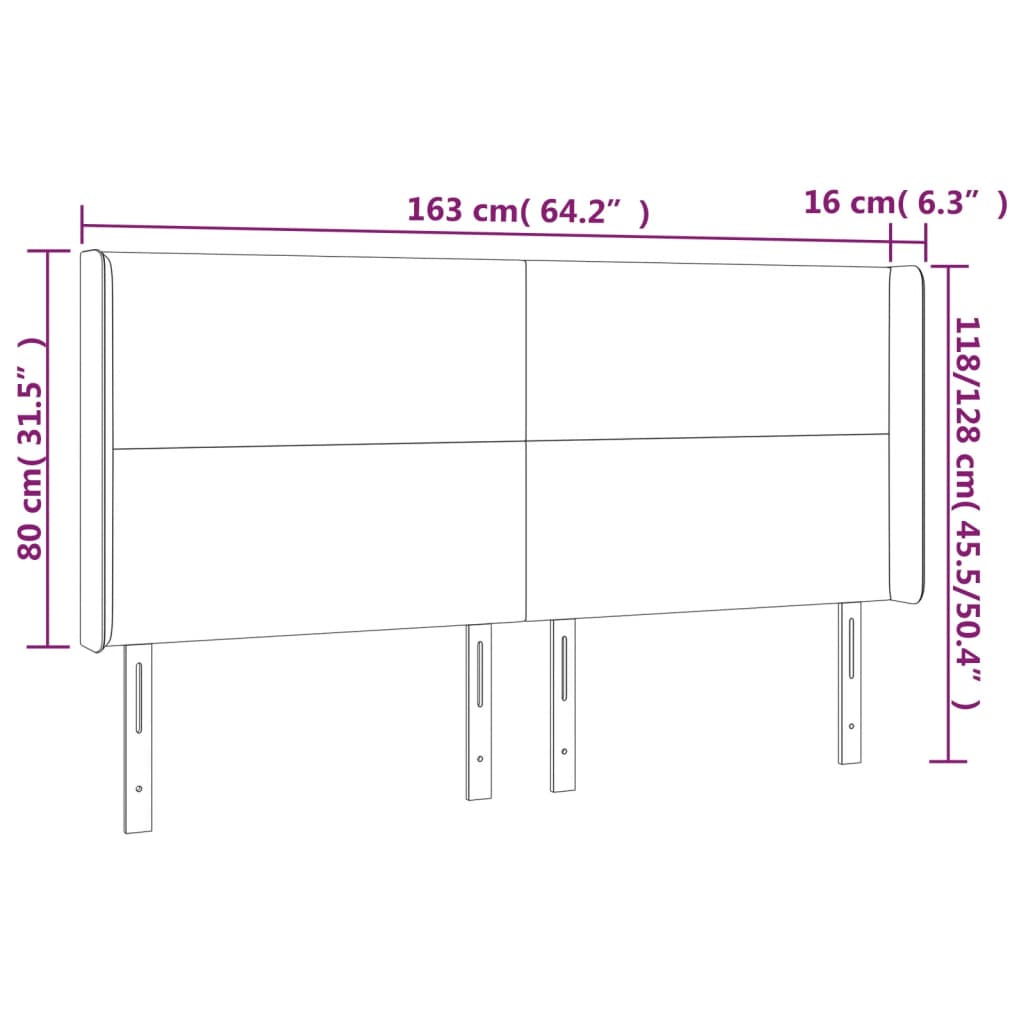 Tête de lit à LED Noir 163x16x118/128 cm Similicuir Têtes et pieds de lit vidaXL   