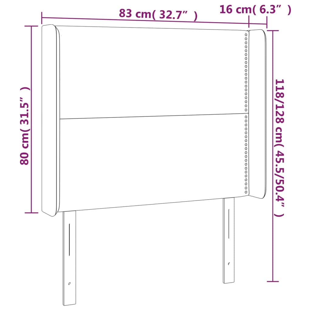 Tête de lit à LED Gris foncé 83x16x118/128 cm Tissu Têtes et pieds de lit vidaXL   