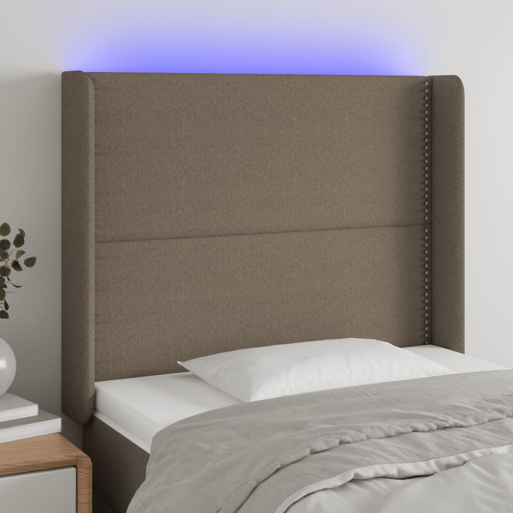 Tête de lit à LED Taupe 83x16x118/128 cm Tissu Têtes et pieds de lit vidaXL   