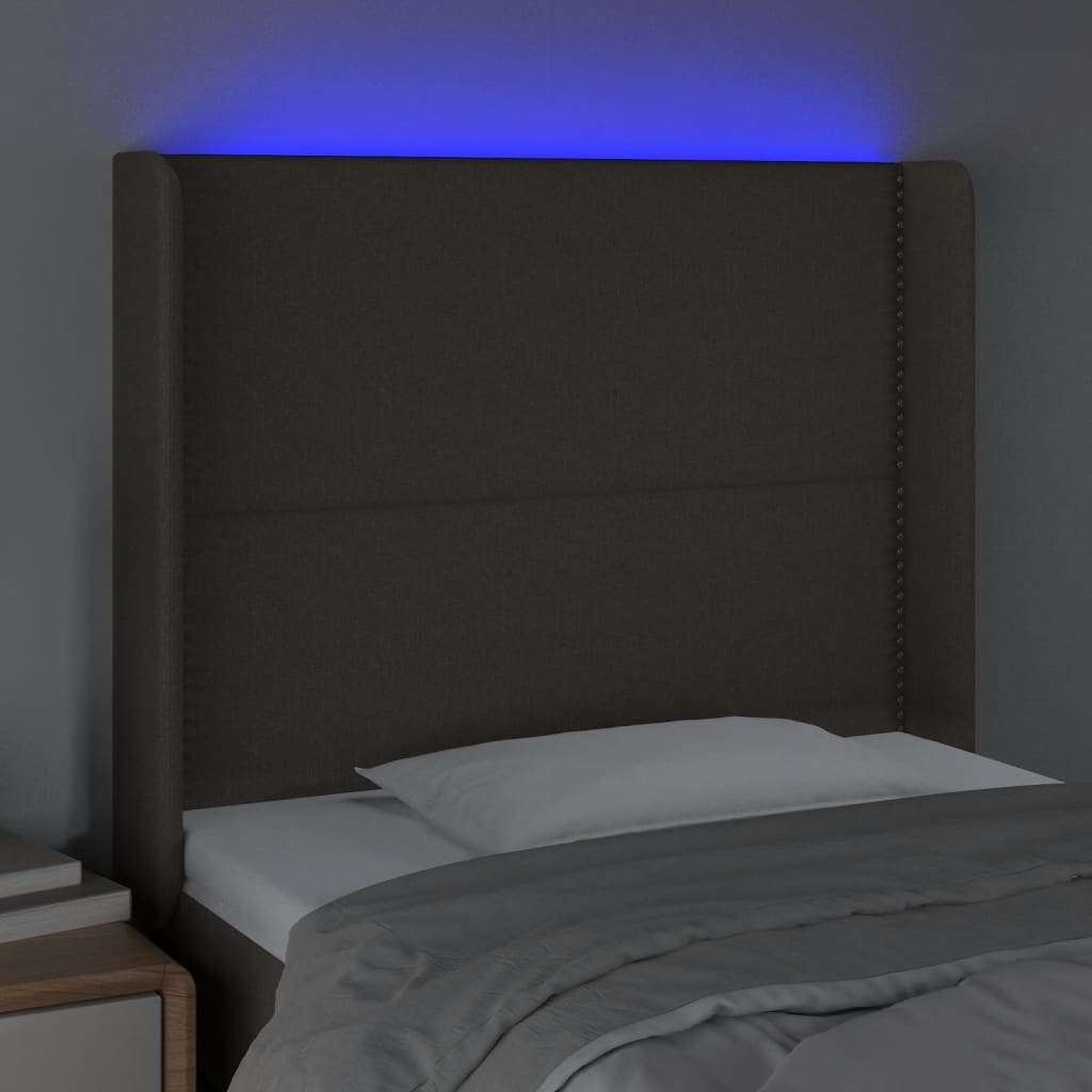 Tête de lit à LED Taupe 93x16x118/128 cm Tissu Têtes et pieds de lit vidaXL   