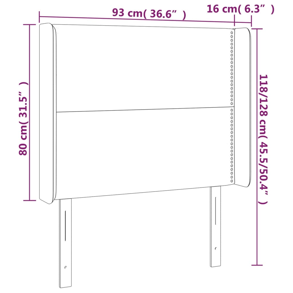 Tête de lit à LED Taupe 93x16x118/128 cm Tissu Têtes et pieds de lit vidaXL   