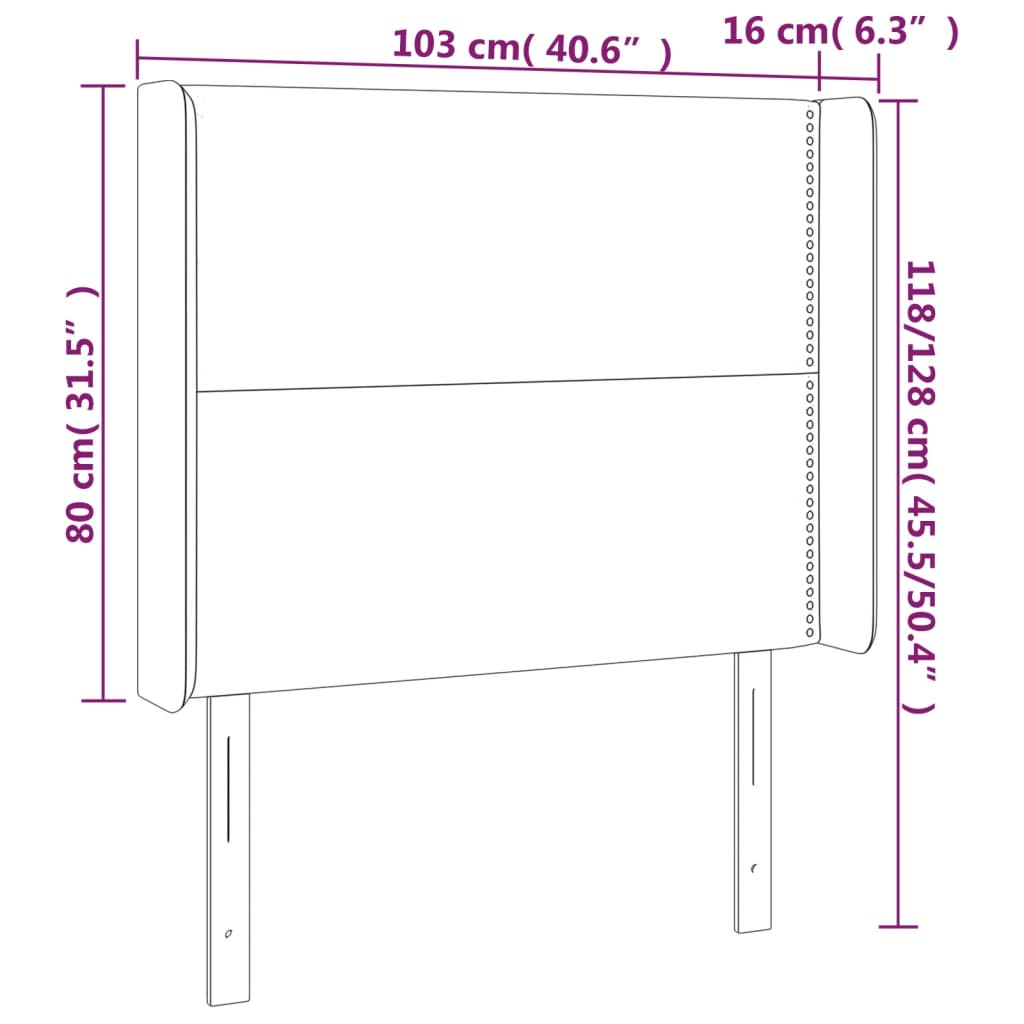 Tête de lit à LED Crème 103x16x118/128 cm Tissu Têtes et pieds de lit vidaXL   