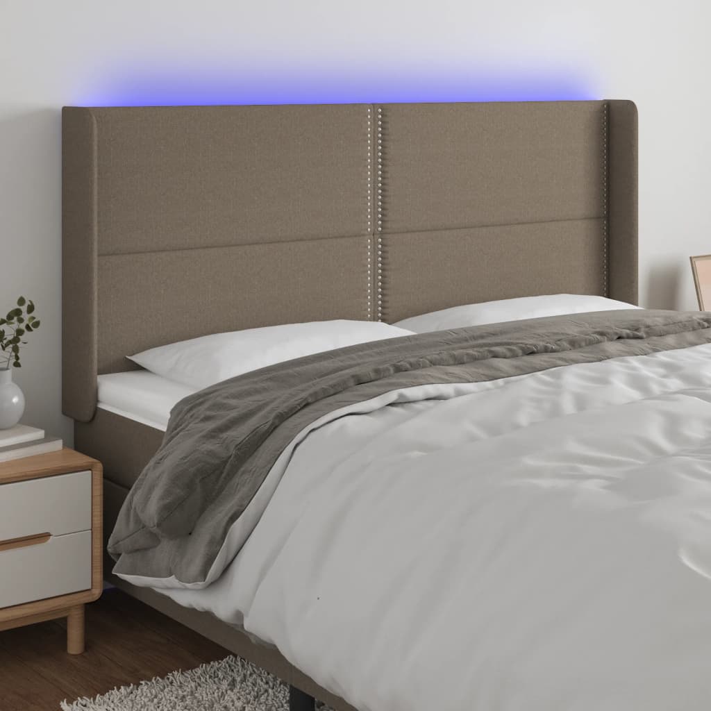 Tête de lit à LED Taupe 183x16x118/128 cm Tissu Têtes et pieds de lit vidaXL   