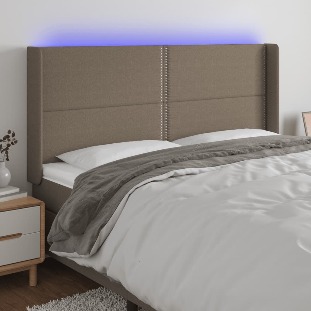 Tête de lit à LED Taupe 203x16x118/128 cm Tissu Têtes et pieds de lit vidaXL   