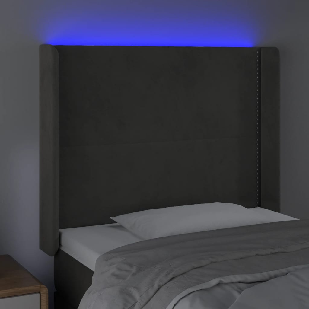 Tête de lit à LED Gris clair 103x16x118/128 cm Velours Têtes et pieds de lit vidaXL   