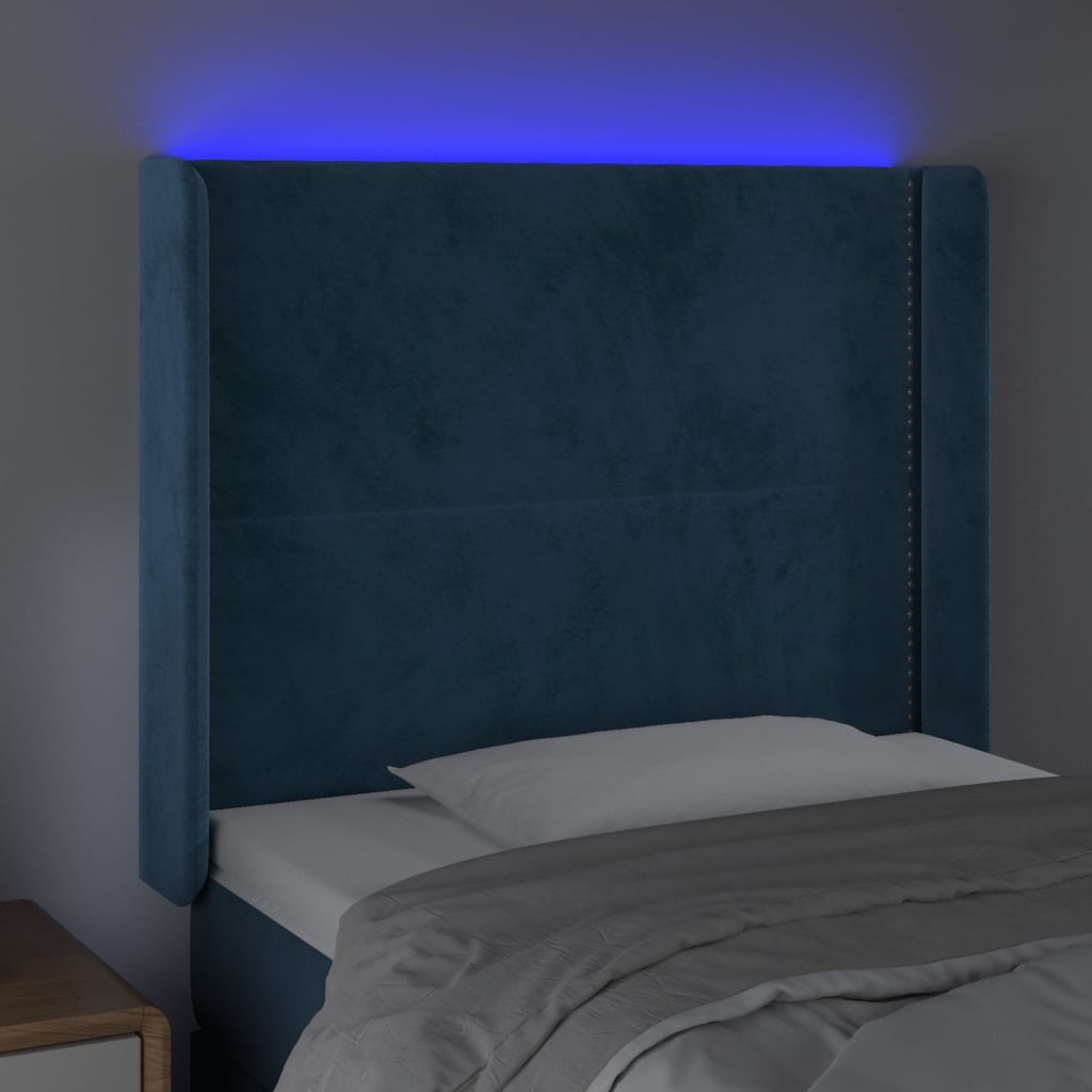 Tête de lit à LED Bleu foncé 103x16x118/128 cm Velours Têtes et pieds de lit vidaXL   