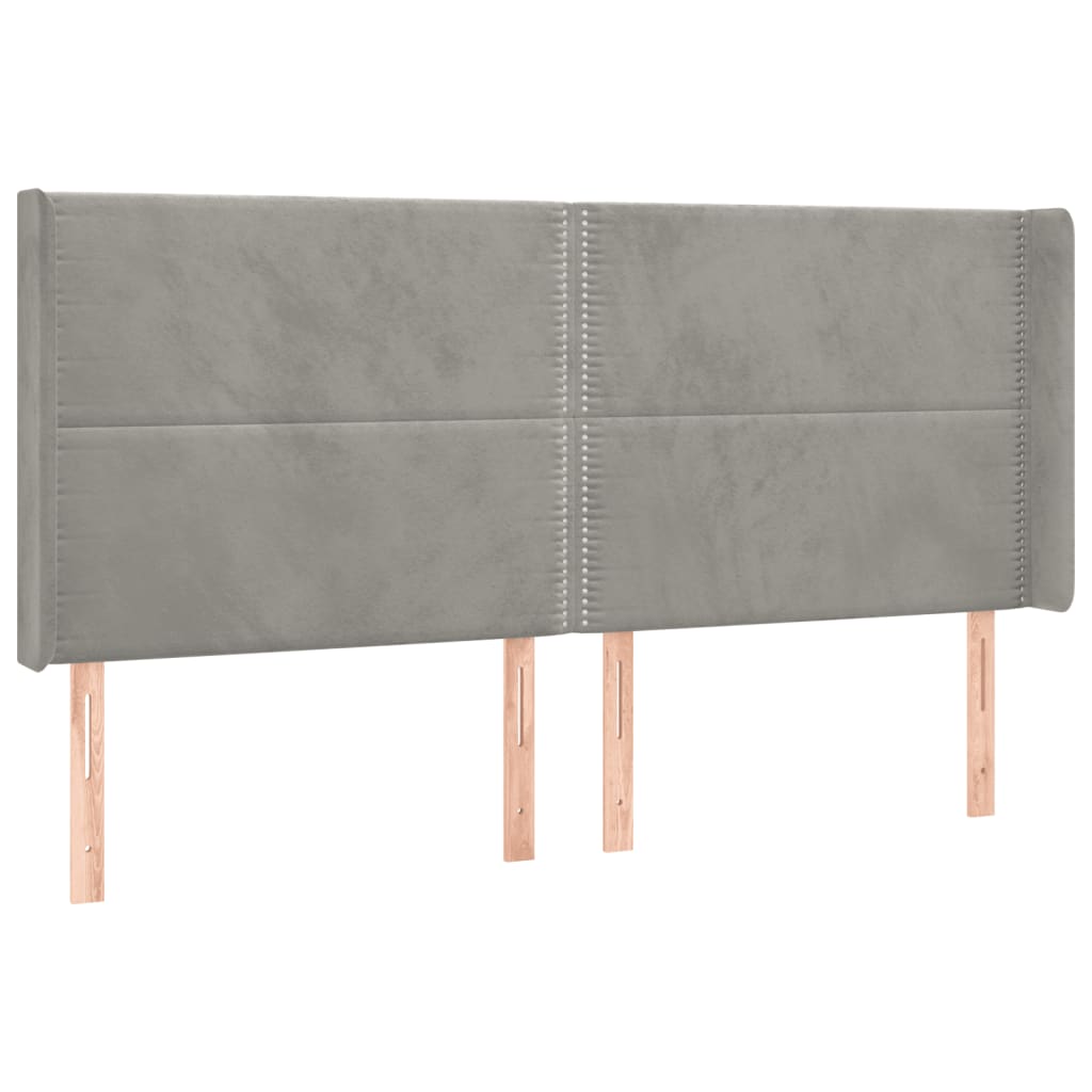 Tête de lit à LED Gris clair 163x16x118/128 cm Velours Têtes et pieds de lit vidaXL   