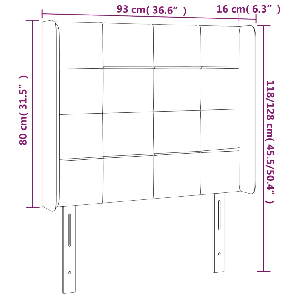 Tête de lit à LED Gris clair 93x16x118/128 cm Tissu Têtes et pieds de lit vidaXL   